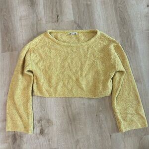 Kimchi Blue Mustard Textured Knit Crop Sweater